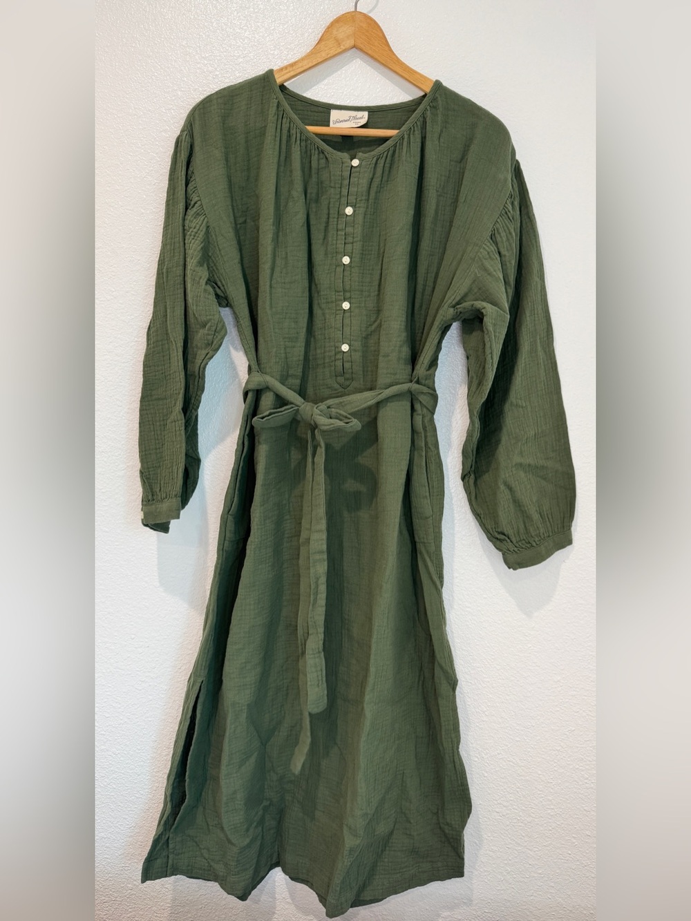 Universal Thread Double Cotton Gauze Midi Dress Green Boho Cottagecore L